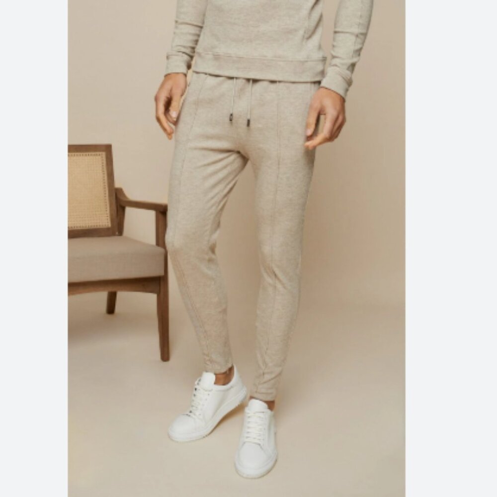 RAITH Soho Brushed Fleece Jogger Pant in Oatmeal Tan Size XL